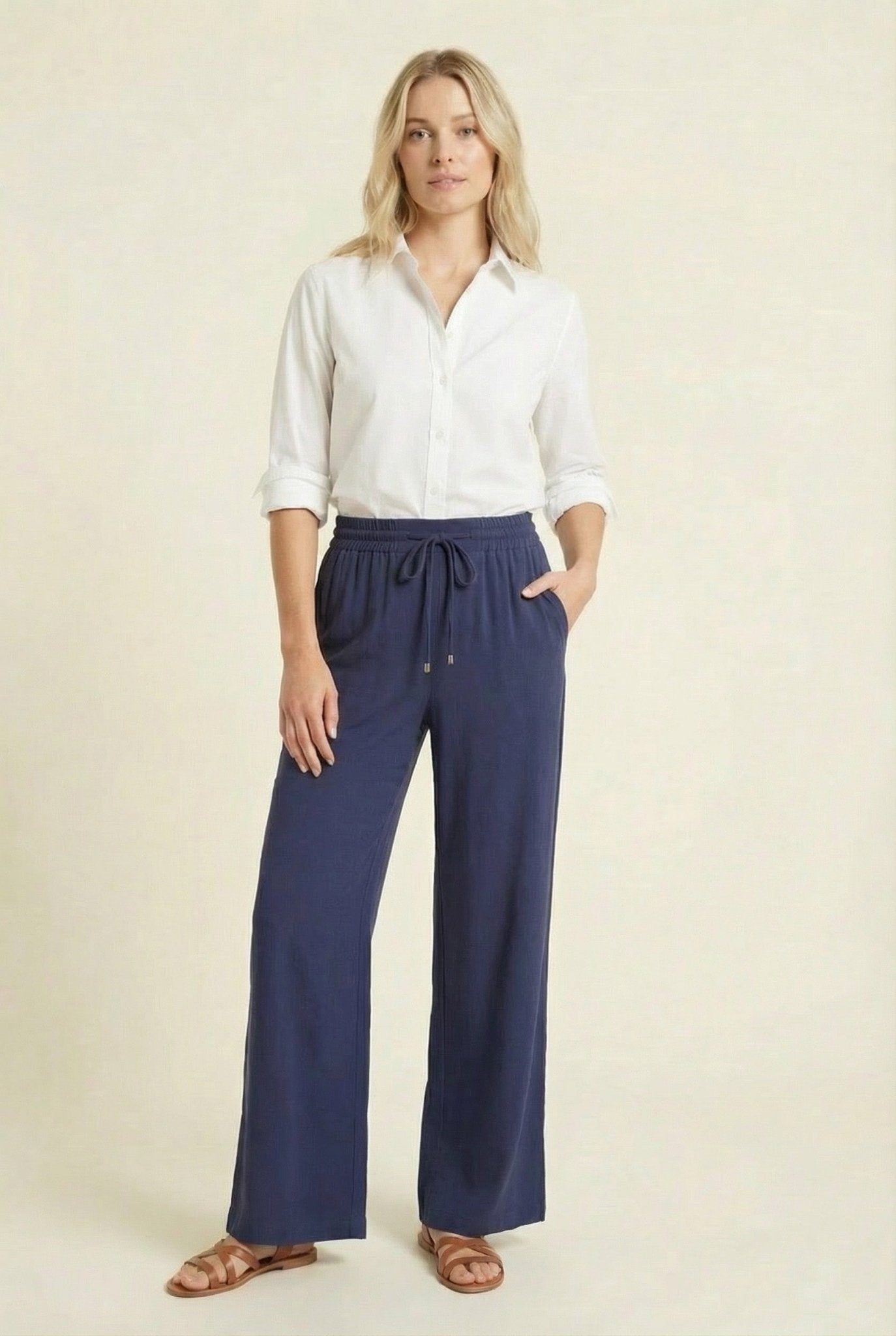 Launa Drawstring Linen Pants - 2 Colors! - The Nines