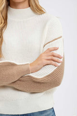 Two Tone Mock Exposed Seam Sweaters - 2 Colors!