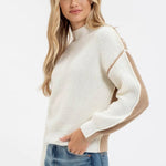 Two Tone Mock Exposed Seam Sweaters - 2 Colors! - The Nines