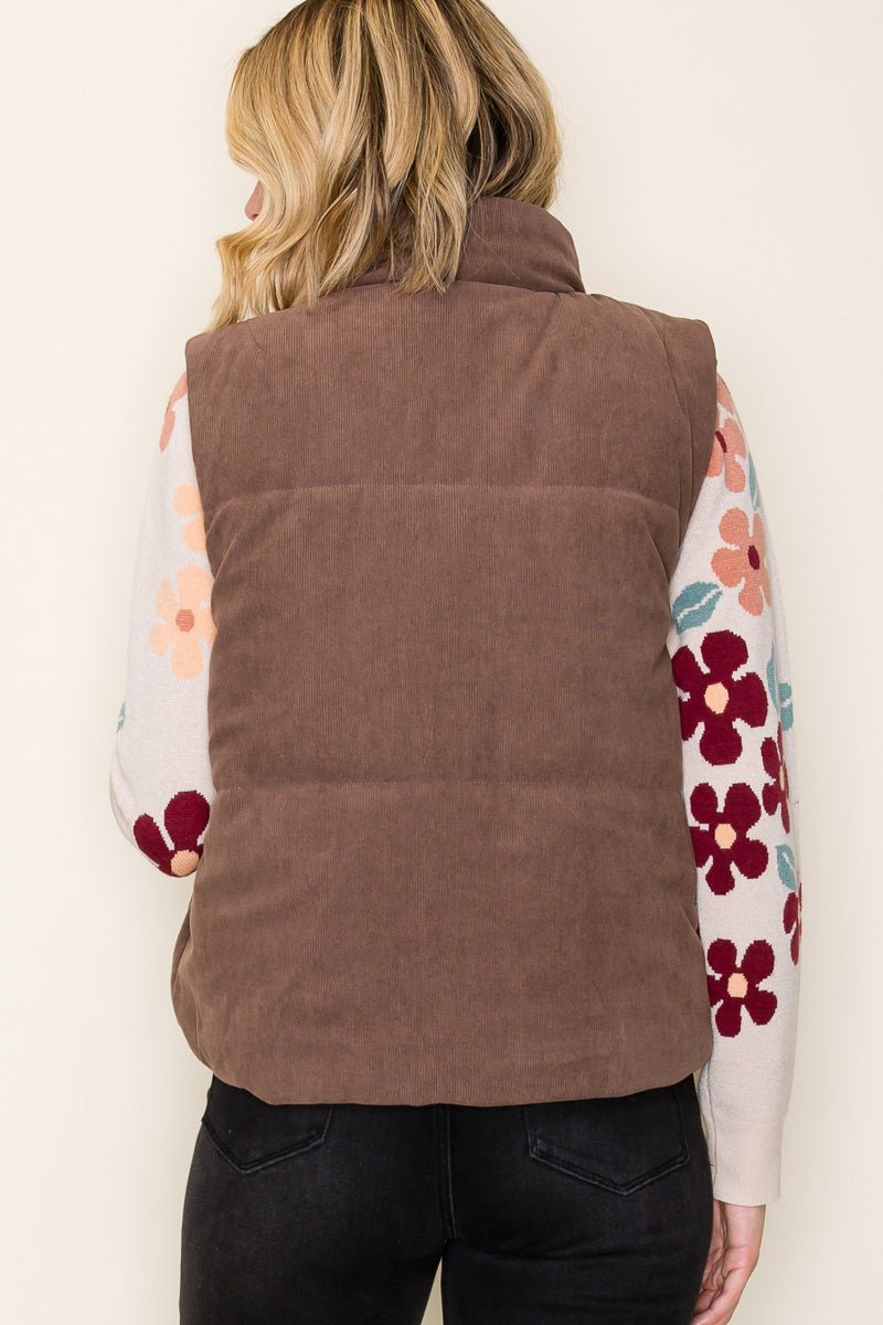 Brown Reversible Puffer Vest - The Nines