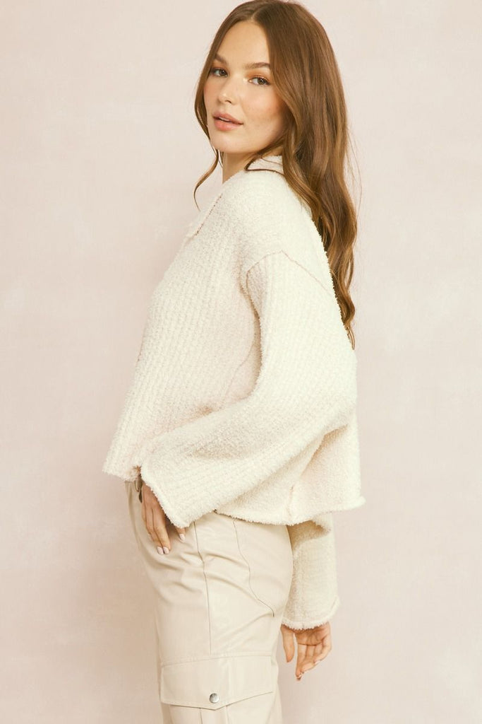 One Wish Fuzzy Button Cardigan - 2 colors!