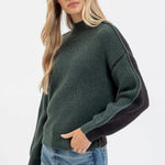 Two Tone Mock Exposed Seam Sweaters - 2 Colors! - The Nines