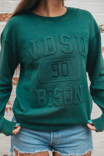 Vintage Embossed NDSU Crew Sweatshirt - 2 Colors! - FINAL SALE