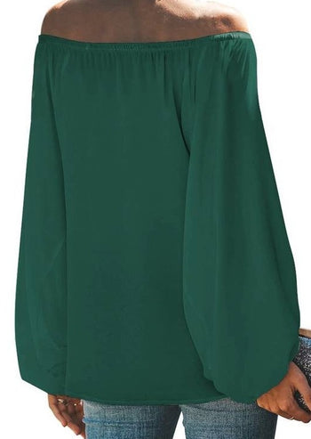 Curvy Dark Green Off The Shoulder Top - FINAL SALE