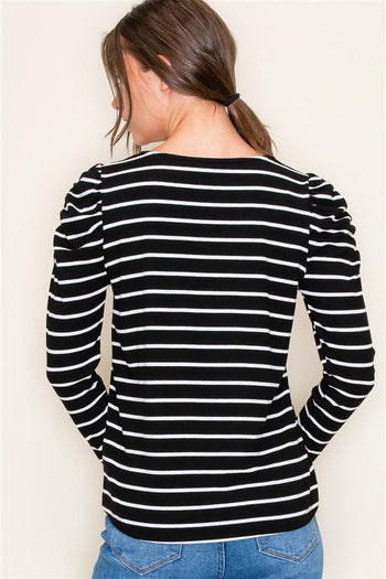 Gabriella Striped Puff Sleeve Top