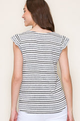 Ivory & Charcoal Cap Sleeve Top
