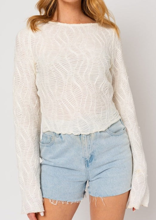 Date Night Ivory Textured Top