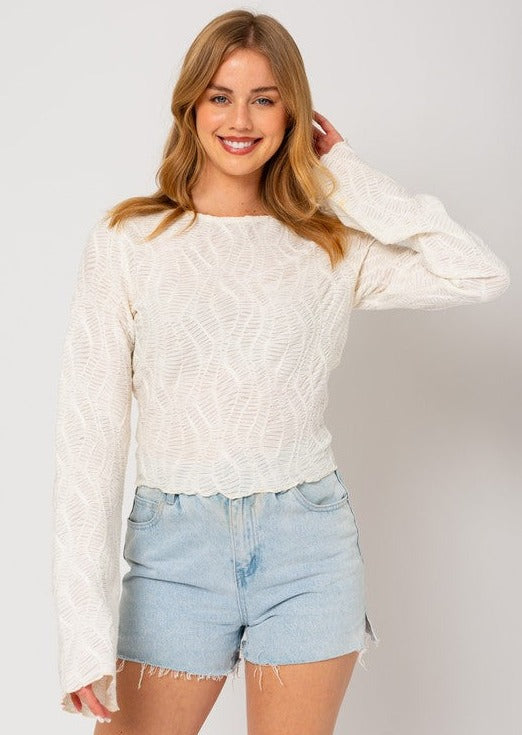 Date Night Ivory Textured Top