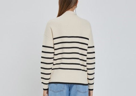 Striped Half Zip Sweater