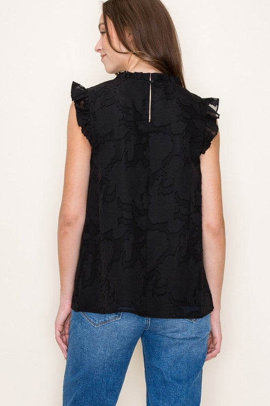 Jacquard Floral Ruffle Tops - 3 colors!
