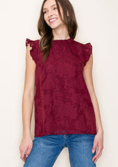 Jacquard Floral Ruffle Tops - 3 colors!