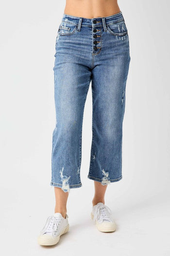 Judy Blue High Rise Cropped Button Fly Jeans