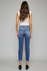 Kan Can High Rise Slim Straight Distressed Jeans