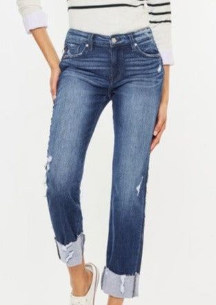 Kan Can Cuffed Midrise Straight Jeans