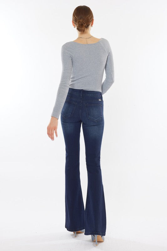 Regular Length Kan Can Mid Rise Dark Wash Flare Jeans – The Nines