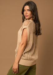 Taupe Knit Sleeveless Top
