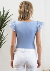 Lace Sleeve Fitted Scoop Tops - 2 Colors!
