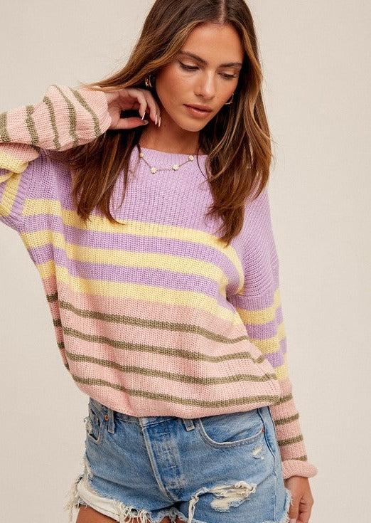 Lavender Striped Pullover