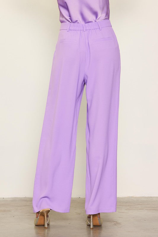 Lavender Pintuck Wide Leg Trousers