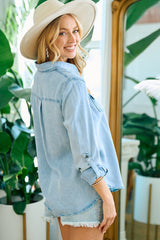 Chambray Button Down Tops - 2 Colors!