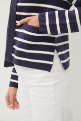 Navy Marin Striped Sweater Cardigan