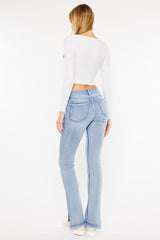 Kan Can Medium Stone Wash Slit Boot Cut Jeans