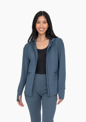 Midnight Teal Stretch Thumbhole Jacket