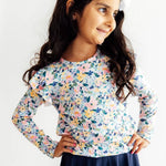 Fall Floral Long Sleeve Ruffle Tee - The Nines