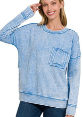 Mineral Wash Pocket Pullovers - 2 Colors!