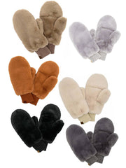 C.C Faux Fur Solid Mittens - 6 Colors!