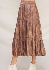 FINAL SALE - Mocha Crinkle Shimmer Skirt