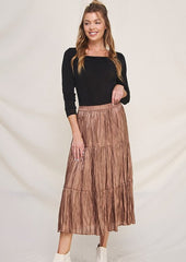 FINAL SALE - Mocha Crinkle Shimmer Skirt