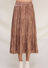 Mocha Crinkle Shimmer Skirt