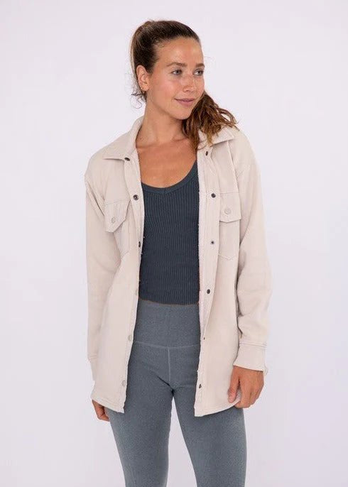 Mono B Natural French Terry Snap Button Shacket - The Nines