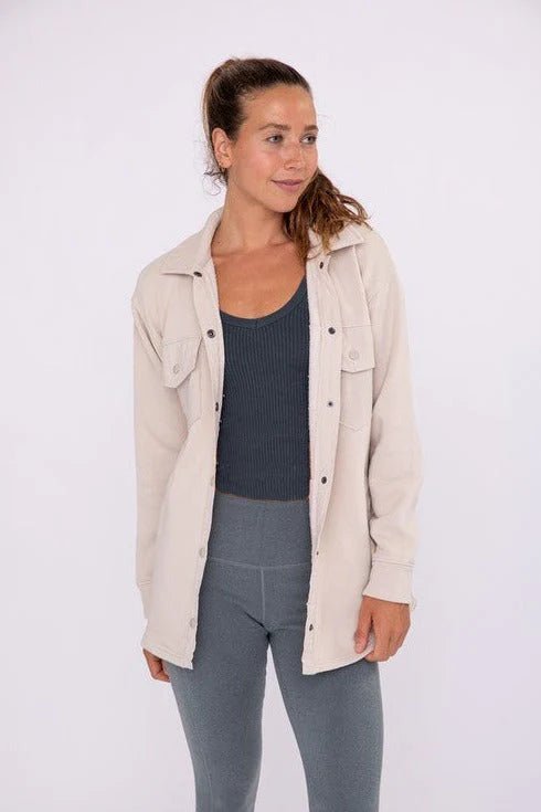 Mono B Natural French Terry Snap Button Shacket - The Nines