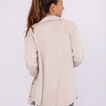 Mono B Natural French Terry Snap Button Shacket - The Nines