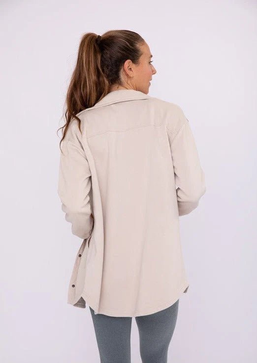 Mono B Natural French Terry Snap Button Shacket - The Nines