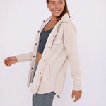 Mono B Natural French Terry Snap Button Shacket - The Nines