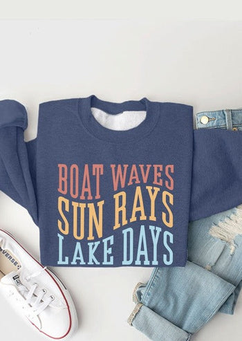 Navy Boat Waves Sweatshirt