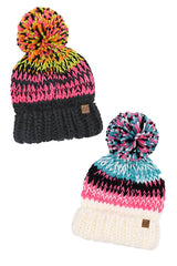 C.C. Multi Color Chunky Yarn Beanies - 2 Colors!