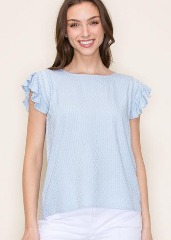 Textured Ruffle Sleeve Tops - 2 Colors!