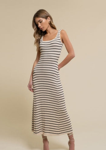 Oatmeal Striped Maxi Dress