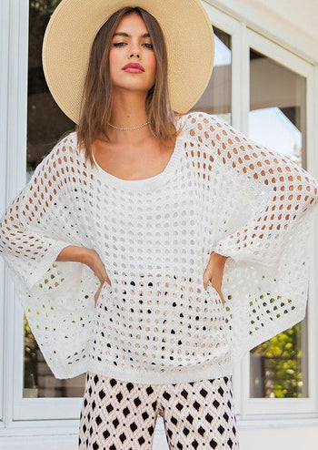Oversized Eyelet Top - 2 Colors!
