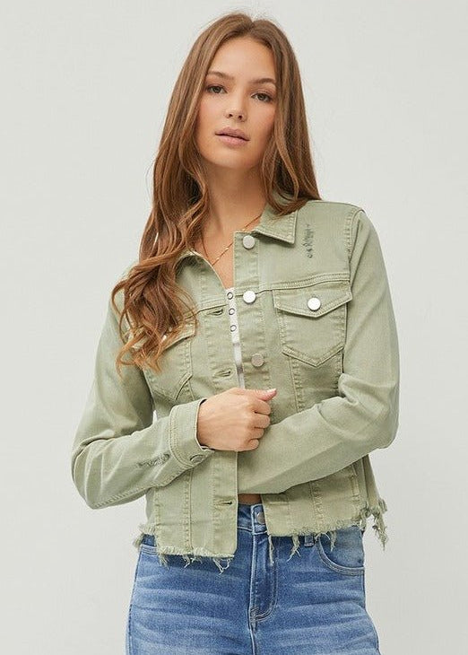 Olive Irregular Frayed Hem Jacket - FINAL SALE! - The Nines