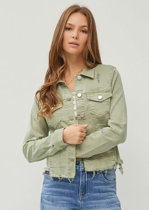 Olive Irregular Frayed Hem Jacket - FINAL SALE! - The Nines