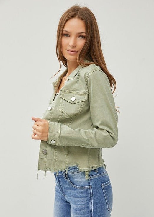 Olive Irregular Frayed Hem Jacket - FINAL SALE! - The Nines