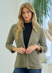 Textured Cuffed Knit Blazers - 4 Colors!