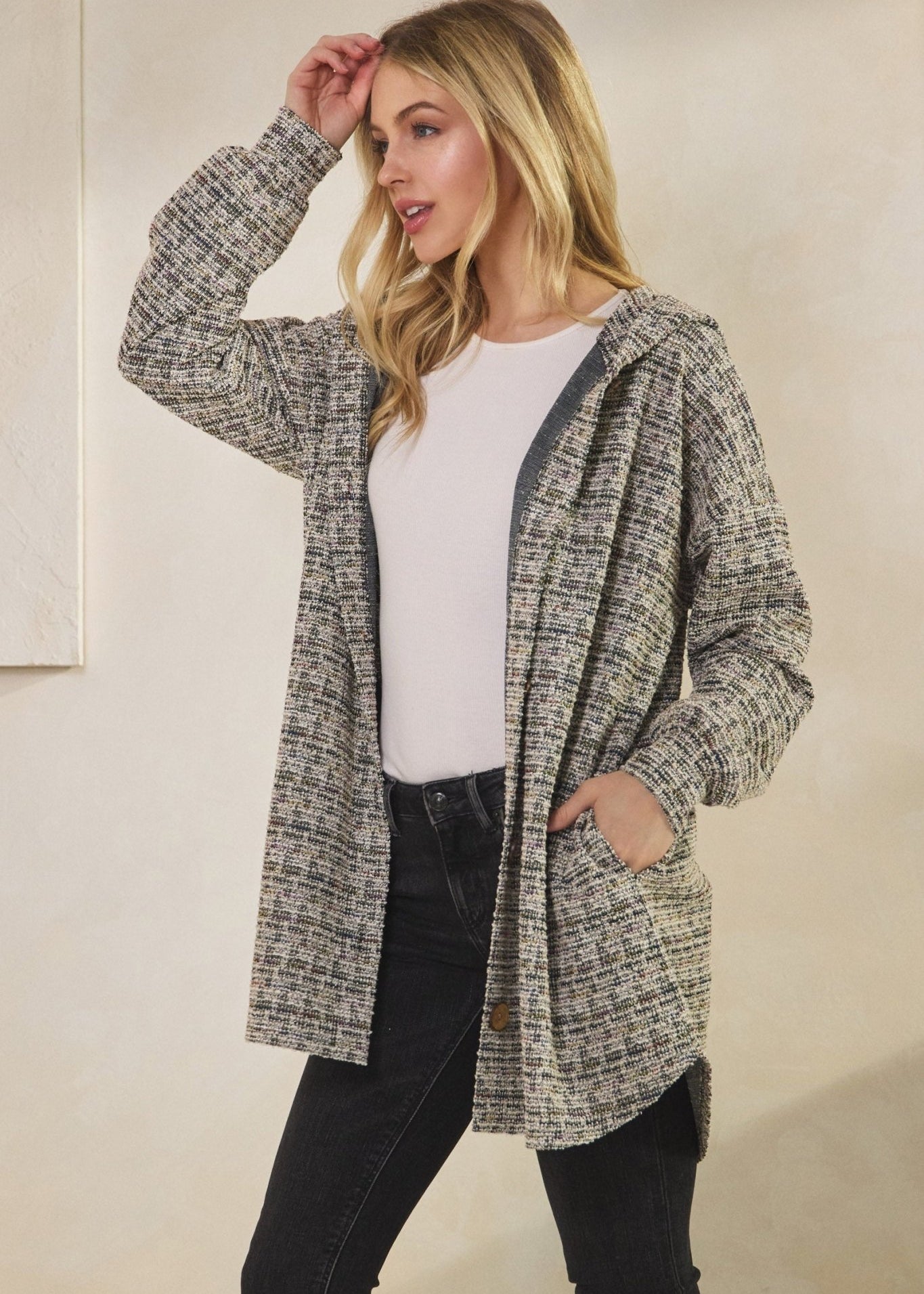 Boucle Black Multi Color Shacket - S - 3X! - The Nines