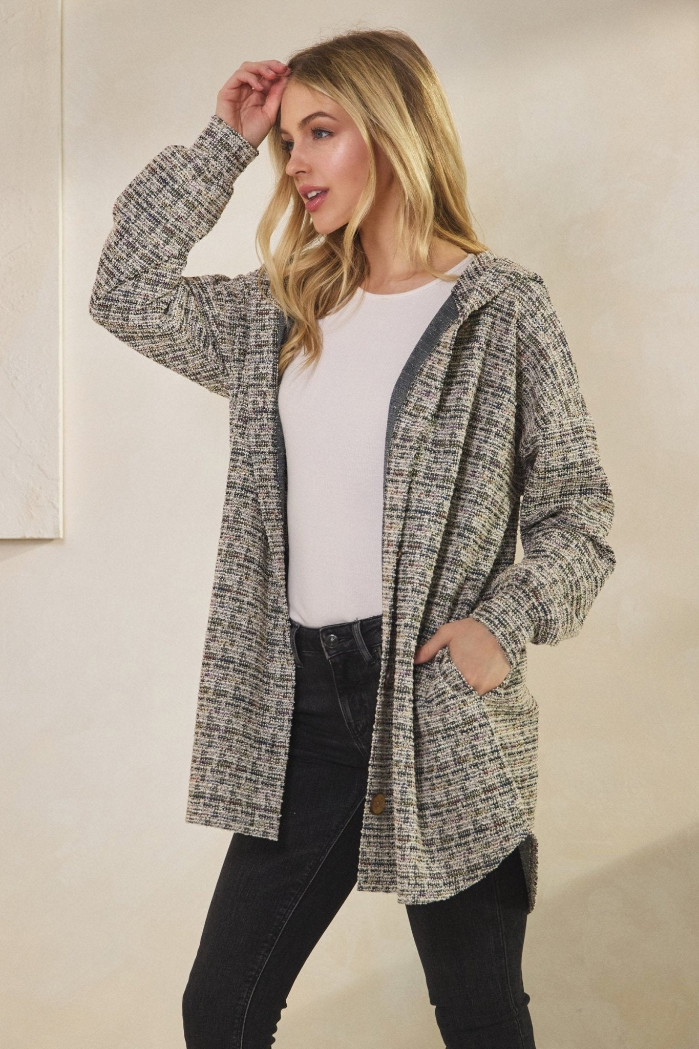 Boucle Black Multi Color Shacket - S - 3X! - The Nines