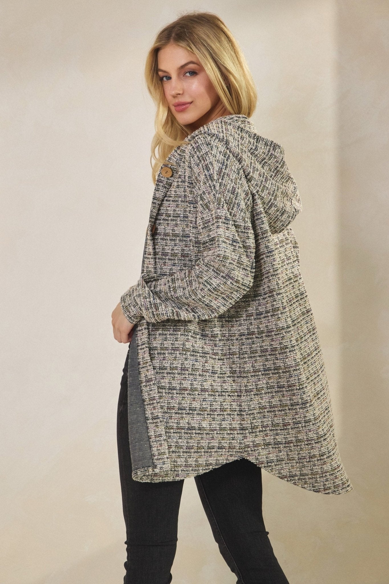 Boucle Black Multi Color Shacket - S - 3X! - The Nines
